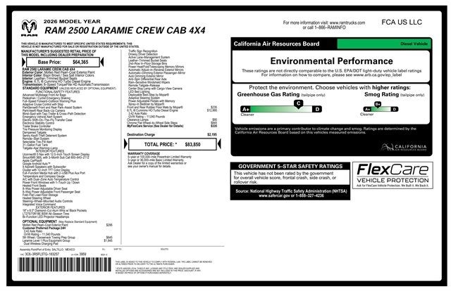2026 RAM Ram 2500 RAM 2500 LARAMIE CREW CAB 4X4 6'4' BOX