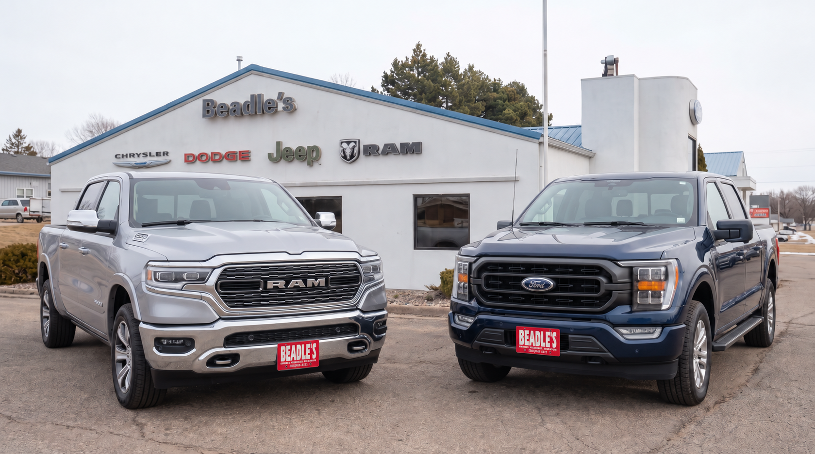 2027 Ram 1500 and Ford F-150 on the Beadle lot in Bowdle SD